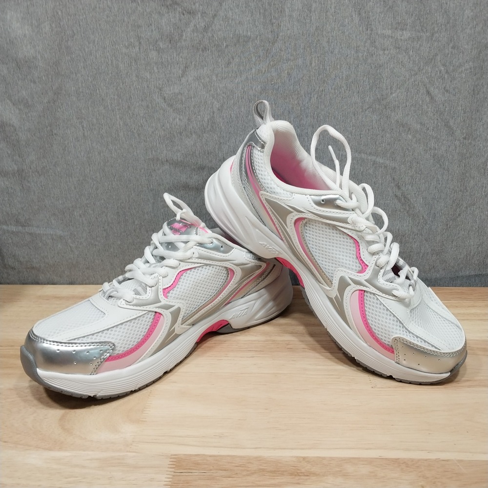Avia Athletic Sneakers Womens Mesh Lace Up Trainers 10 White Silver Pink